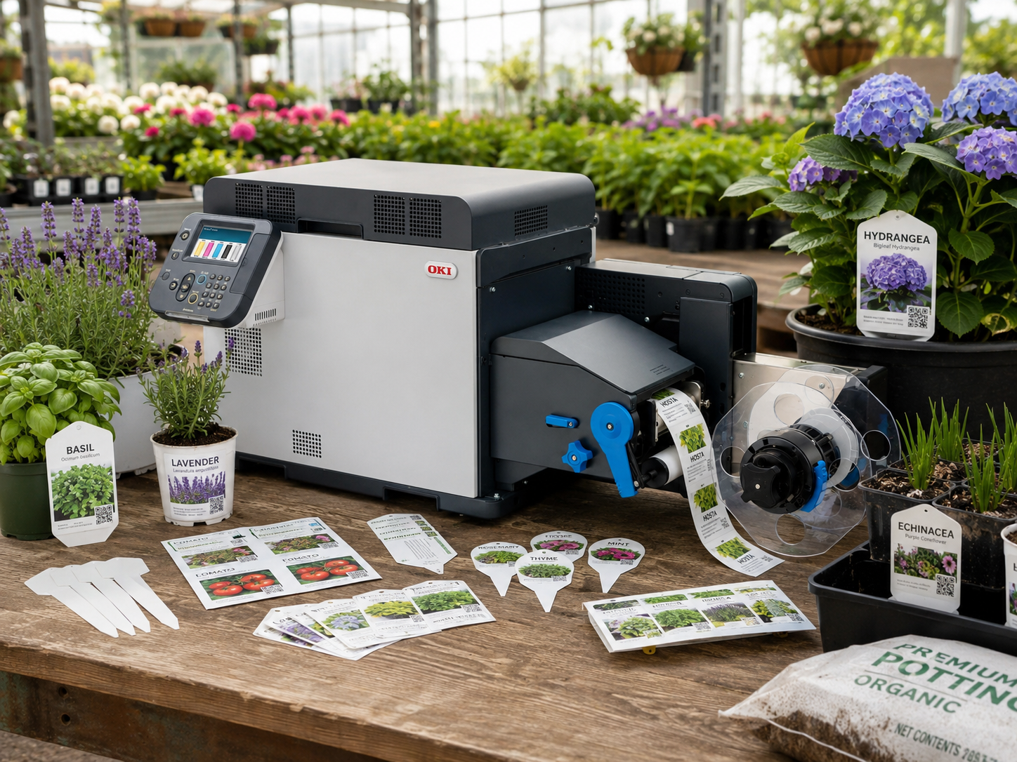 OKI Pro1050 Plant Label and Tag Printer Greenhouse Demo