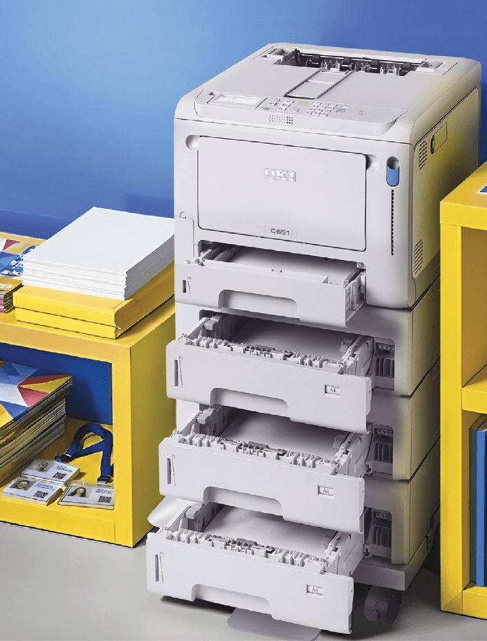 OKI C651dn compact colour printer for wristband and event printing